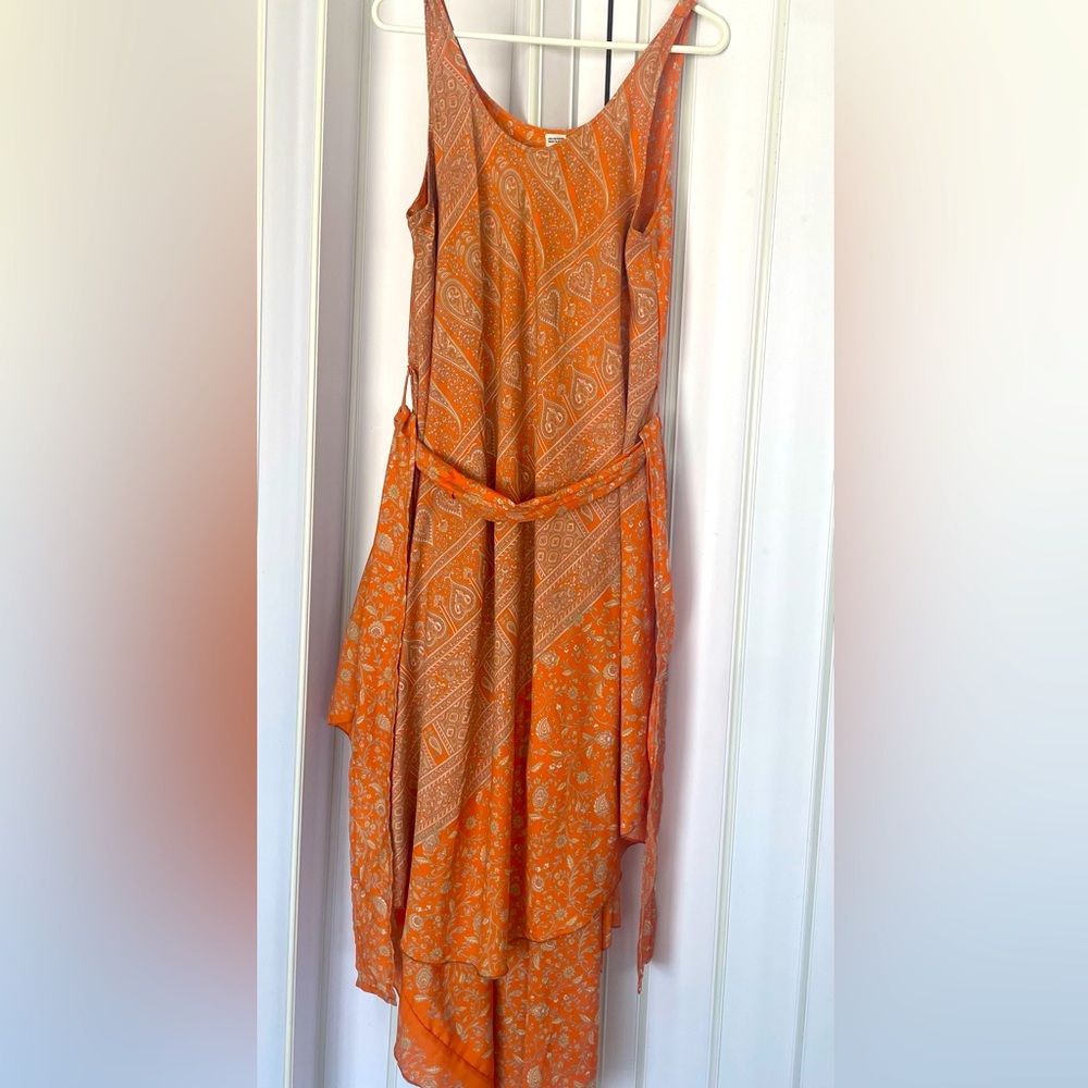 Made in India Orange maxi Patterned Women's Dress L or xl. No tags like new